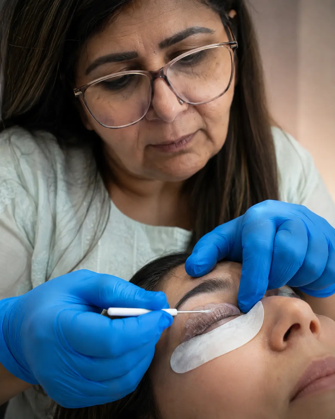 A lash lift being applied at Beauty By Lala in Lodi, New Jersey